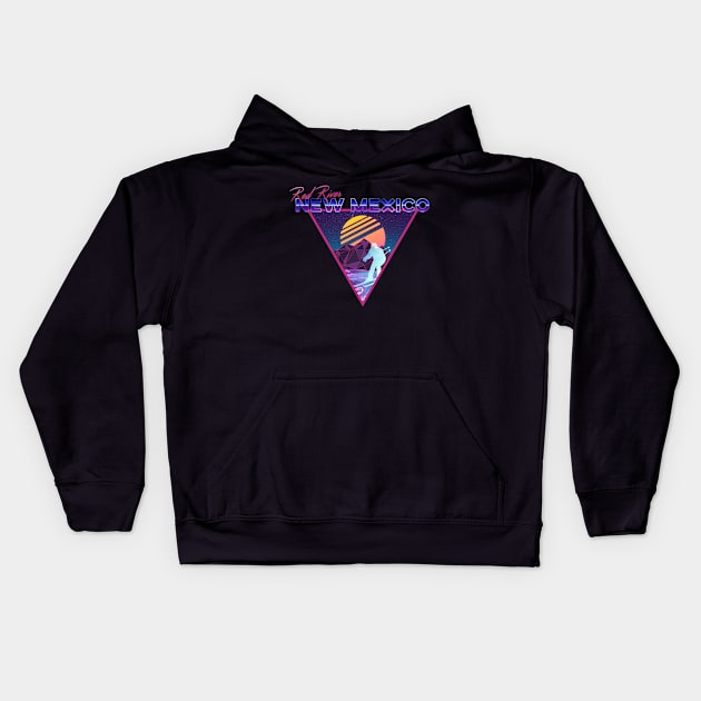 Retro Vaporwave Ski Mountain | Red River New Mexico | Shirts, Stickers, and More! Kids Hoodie by KlehmInTime